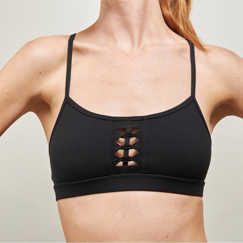 NWT carbon38 black melt crochet sports bra women’s size‎ xs